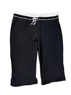 Y2K G-W Black Gaucho Yoga Pants Wide Leg Capri Women's XL